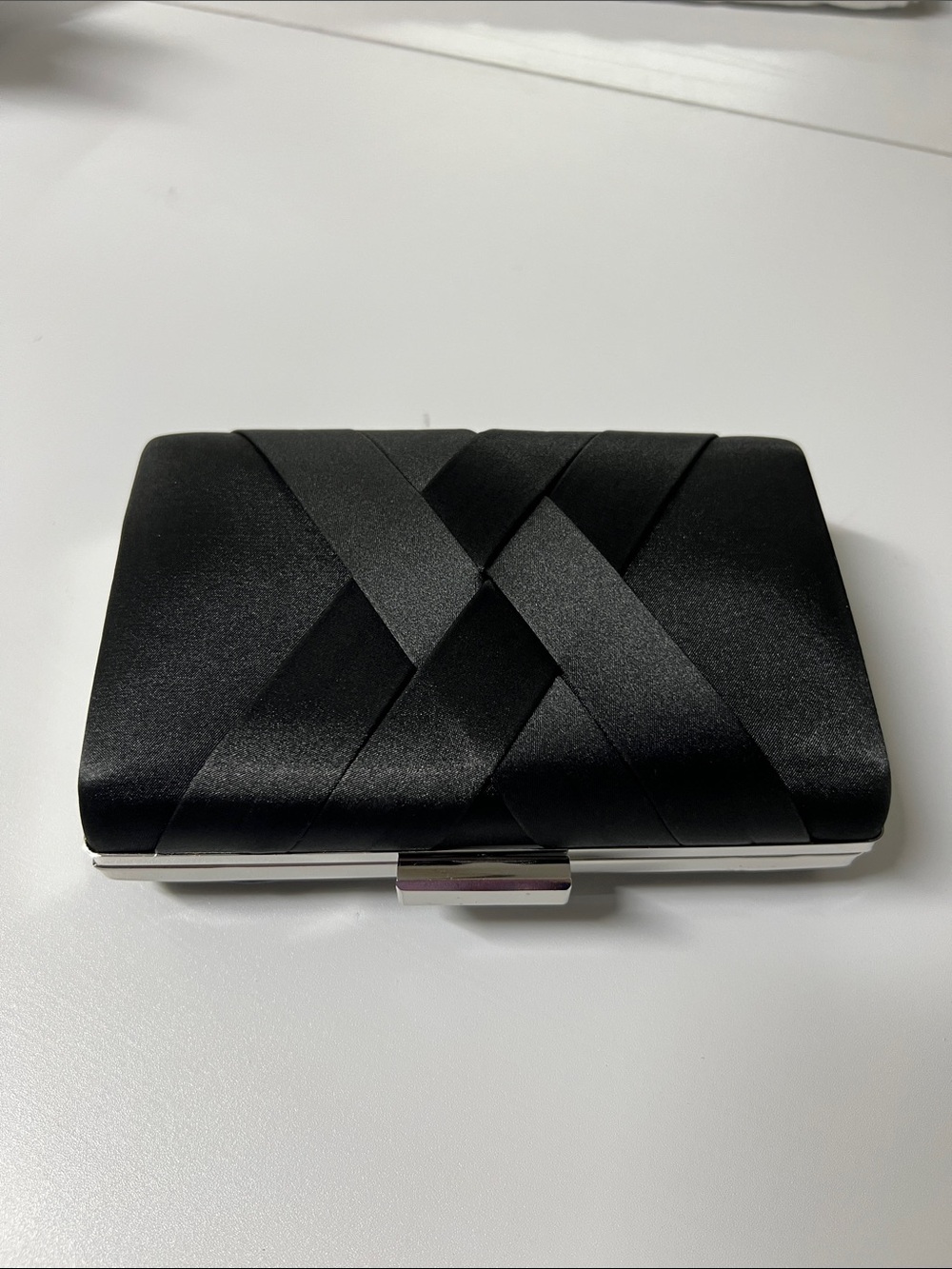 Source Unknown Black Satin clutch formal occasions size 6.5x4.5x1.7 NWOT
